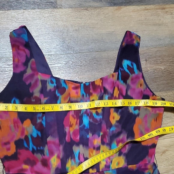 Tahari A-Line Sleeveless Midi Dress in Purple and Pink - Picture 6 of 9